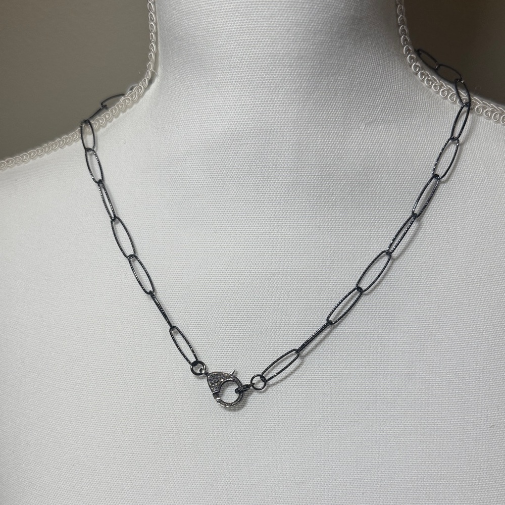 Elegant Black Chain Pave Necklace